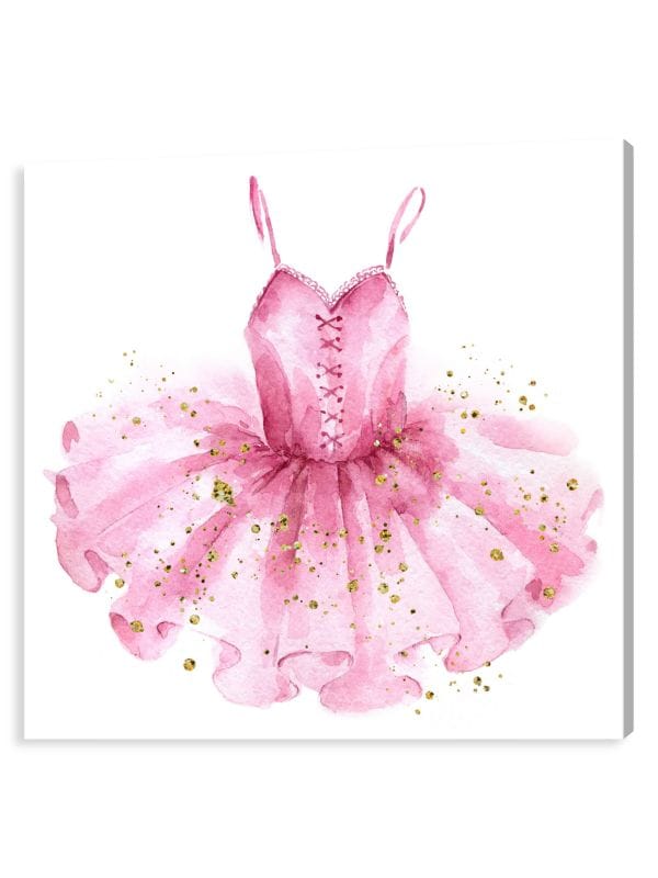 Oliver Gal Pink Tutu Ballerina Dress Canvas & Wool Wall Art Canvas Print